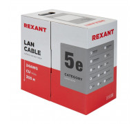 Кабель витая пара U/UTP 4х2х24AWG кат.5E solid CU PVC сер. (м) Rexant 01-0043