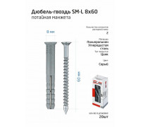 Дюбель-гвоздь 8х60 с потайной манжетой полипропилен (уп.20шт) коробка Tech-Krep 112715