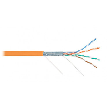 Кабель витая пара F/UTP кат.5e 4х2х24AWG solid LSZH оранж. (уп.305м) NIKOLAN NKL 2200C-OR