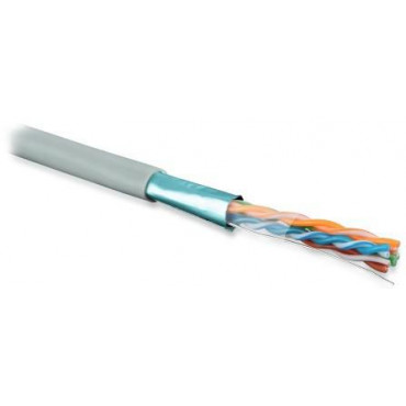 Кабель витая пара F/UTP кат.5E 4х2х24AWG solid PVC FUTP4-C5E-S24-IN-PVC-GY-305 сер. (м) Hyperline 42052