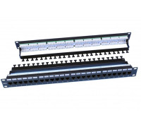 Патч-панель 19дюйм 1U RJ45 кат.6 24 порта Dual IDC ROHS PP3-19-24-8P8C-C6-110D черн. Hyperline 246107