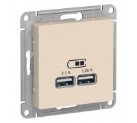 Розетка USB AtlasDesign тип A+A 5В 1х2.1А 2х1.05А механизм беж. SchE ATN000233