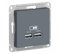 Розетка USB AtlasDesign тип A+A 5В 1х2.1А 2х1.05А механизм грифель SchE ATN000733