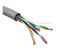 Кабель витая пара U/UTP кат.5E 4х2х24AWG solid CU PVC сер. (м) Эра Б0044429