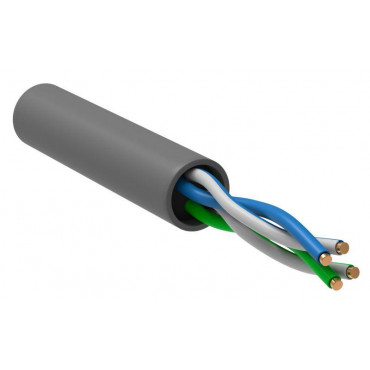 Кабель витая пара U/UTP кат.5E 2х2х24AWG solid CCA PVC Generica сер. (м) ITK BC1-C5E02-111-305-G