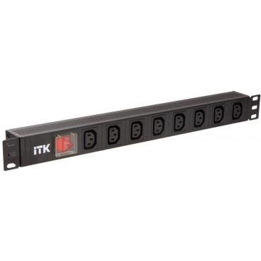 Блок розеток 8 мест PDU 19дюймов IEC320 C13 PH12-8C133 с LED выкл. алюм. профиль1U вход C14 без шнура ITK PH12-8C133